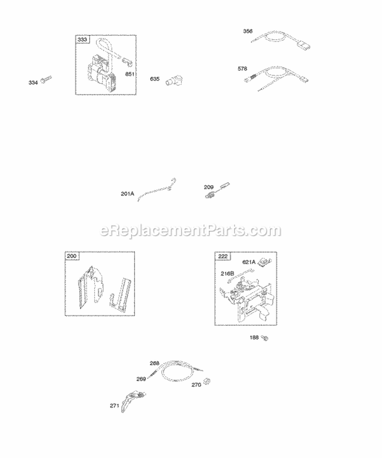 Controls Governor Spring Ignition Diagram and Parts List for  Briggs and Stratton Engine